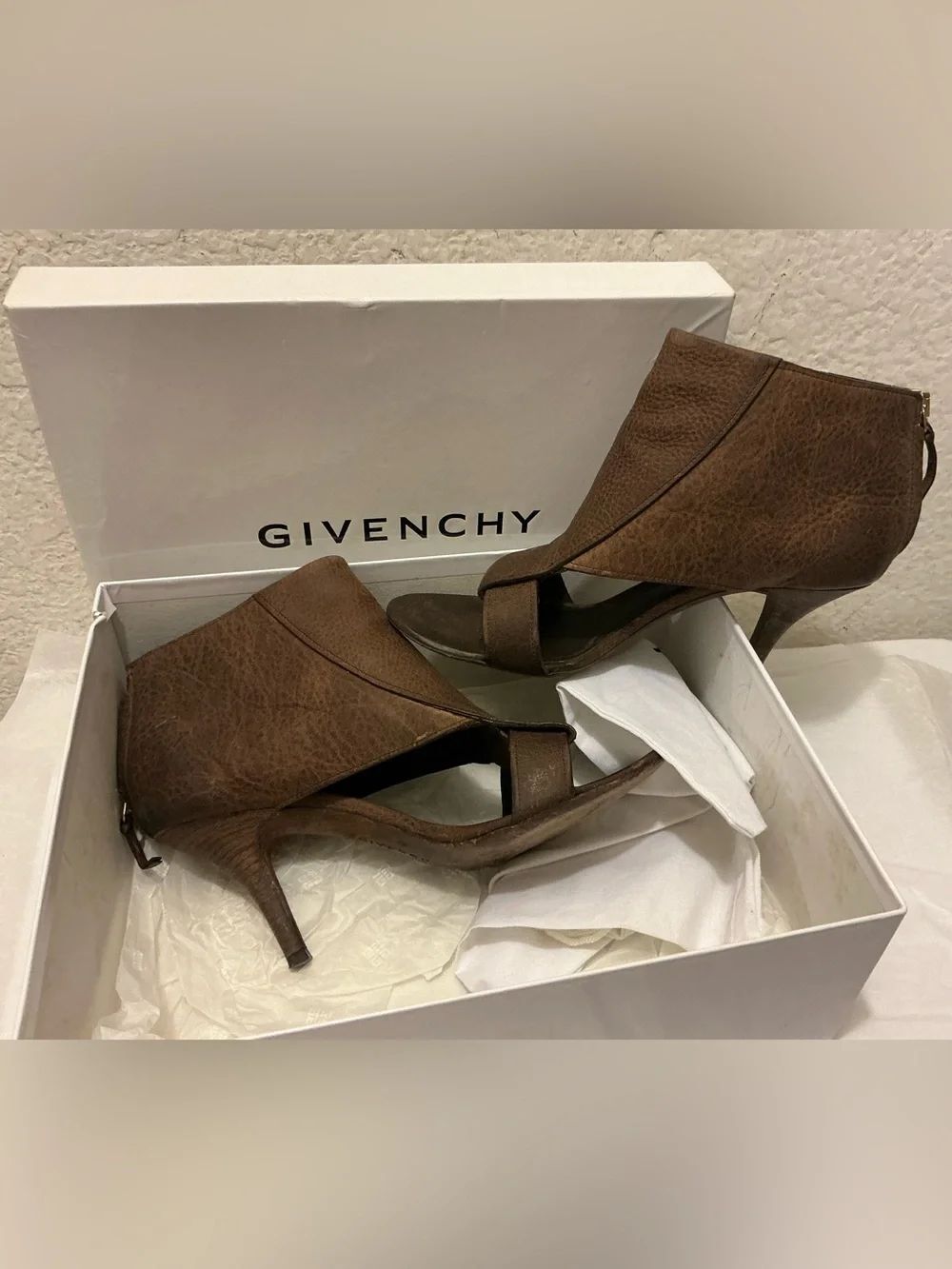 Givenchy Brown Open-Toe Leather Stiletto Sandals size 36